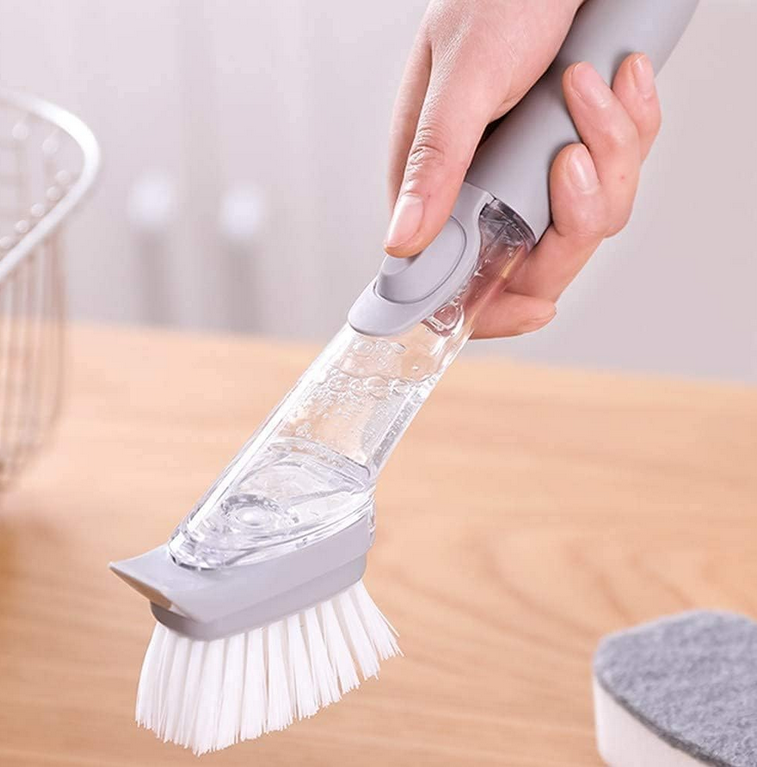 CEPILLO DE PLATOS CON DISPENSADOR DE JABON